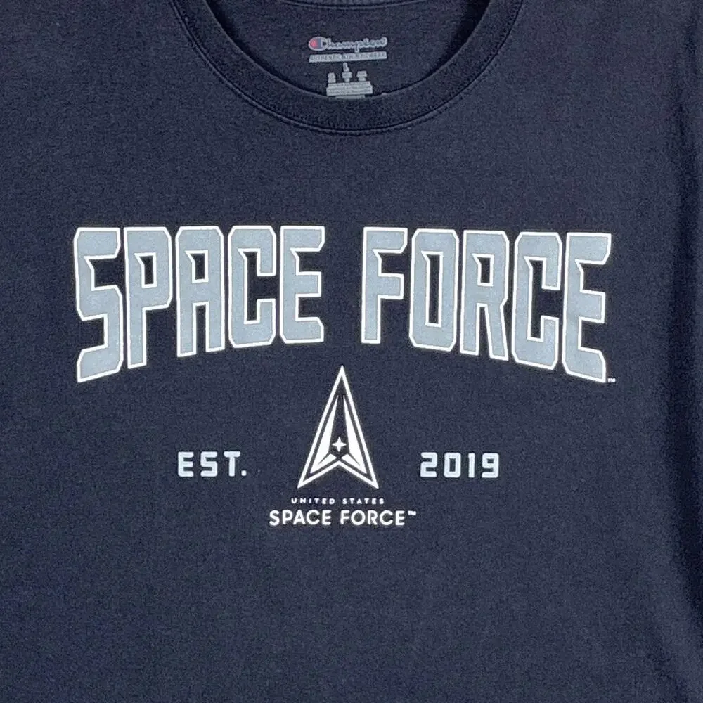 Champion United States Space Force Mens L Logo Navy Blue Shirt Military SpaceX - Picture 3 of 6
